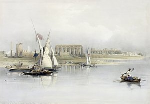 Allmän syn på ruinerna av Luxor från Nilen, från Egypten och Nubia, Vol.1